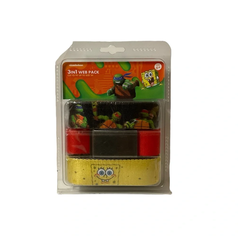 Nickelodeon Belt Youth Boys Interchangeable Clamp TMNT SpongeBob SquarePants